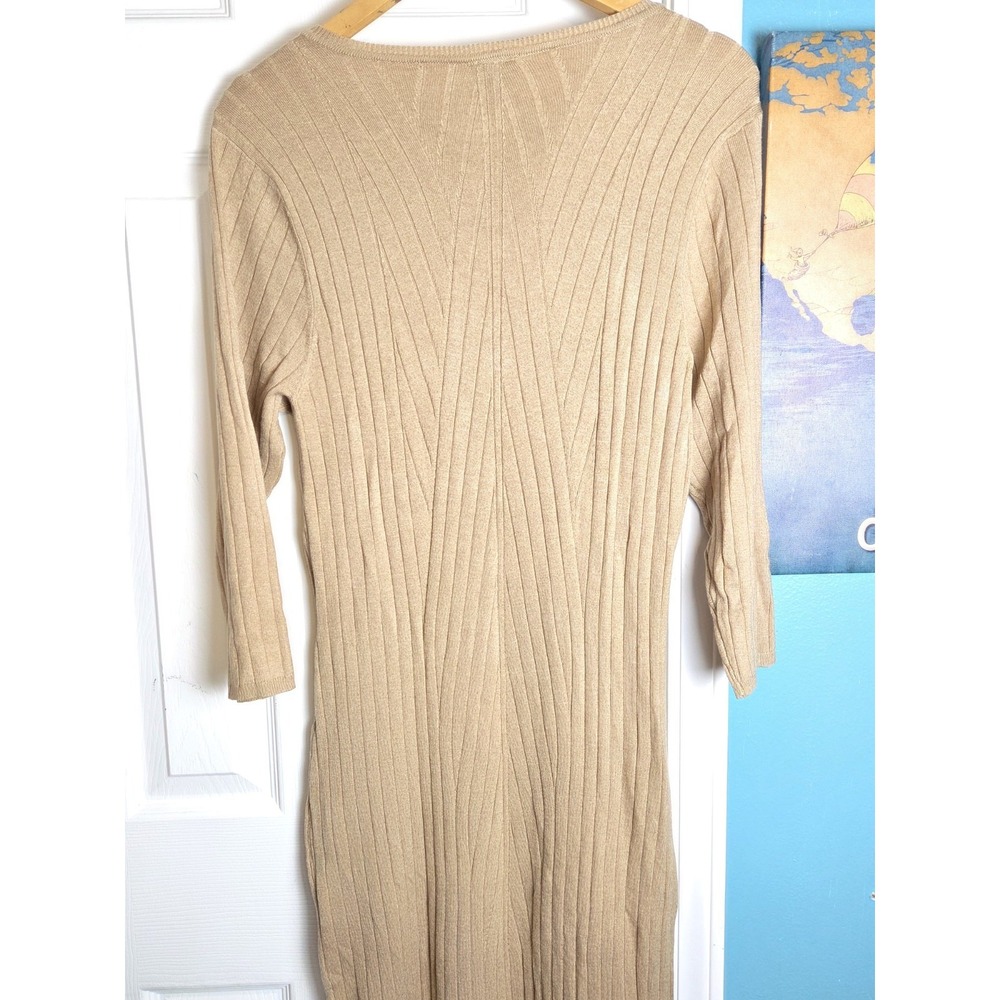 Torrid Knit‎ Sweater Dress Women Size 1X Beige 3/4 Sleeve Boho Stretch Long NEW - Picture 3 of 13